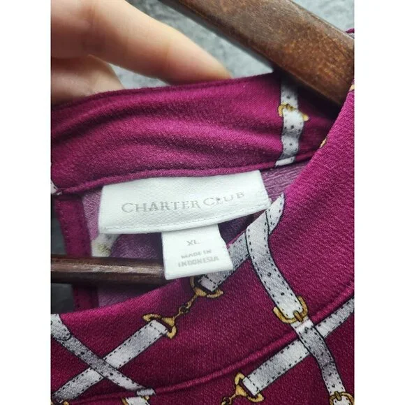 Charter Club Pink Diamond Print Blouse Womens XL Polyester & Spandex Made In Ind - Picture 2 of 4